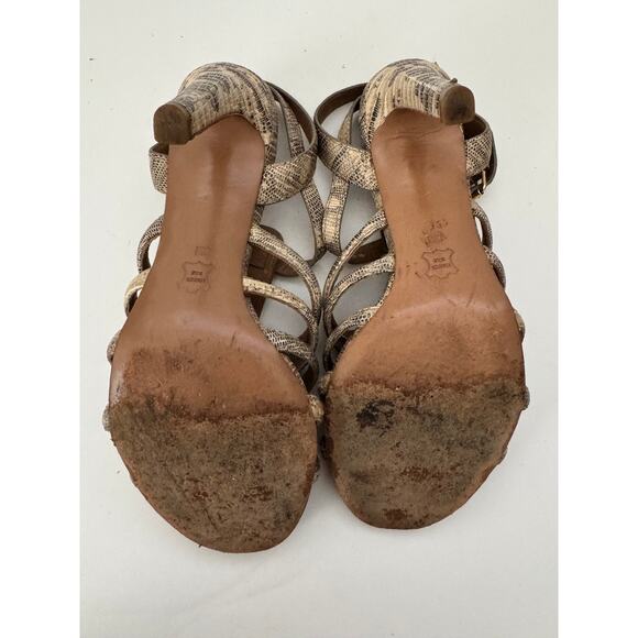 TORY BURCH Women’s 9M Strappy Heels Snakeskin Leather High Heel Sandals - Picture 8 of 9